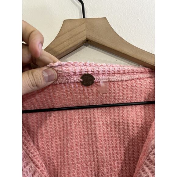 Y2K Free People FP One Colt Waffle Knit Henley S Bohemian Thermal Festival - Picture 5 of 14